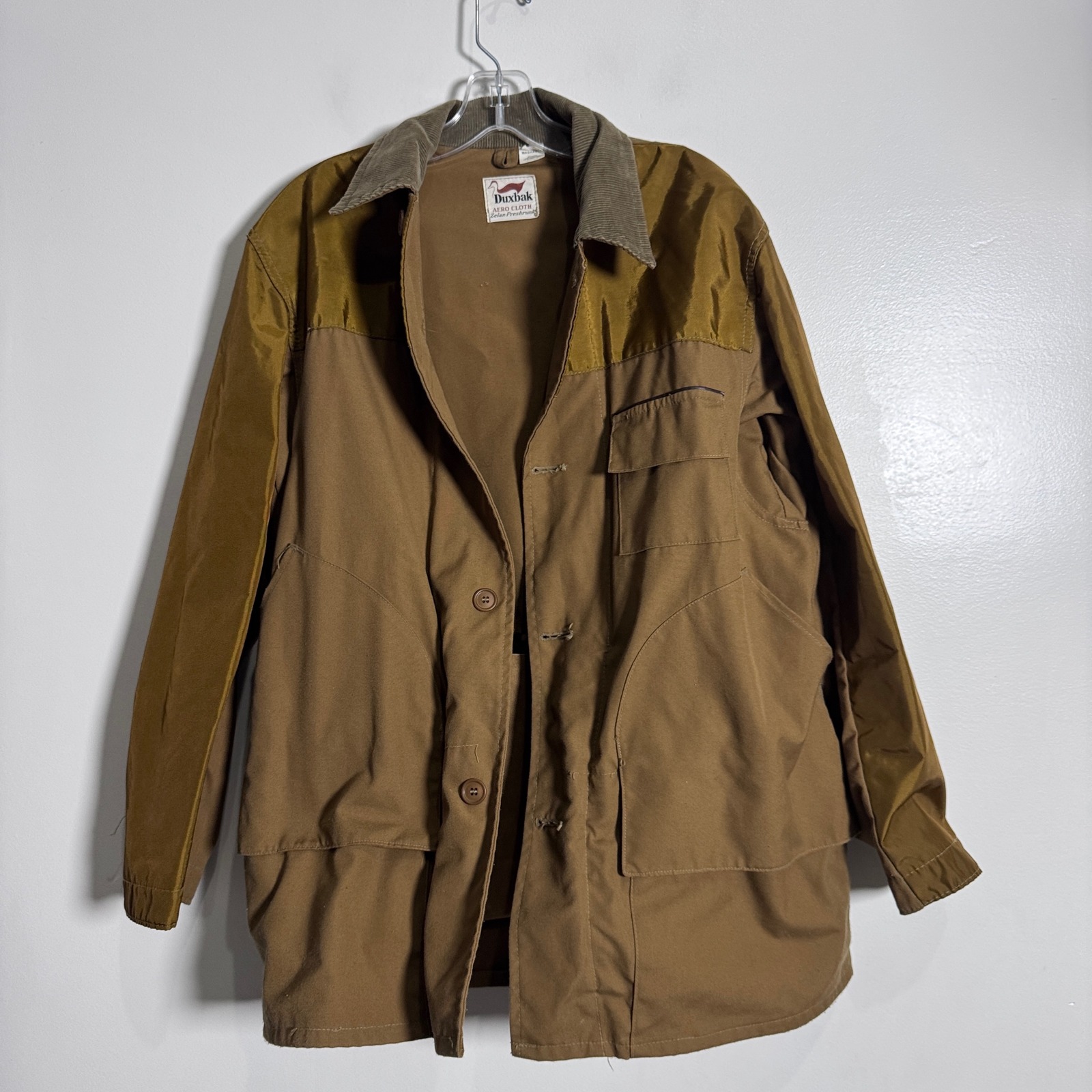 Duxbak Aero Cloth Zelan Preshrunk Mens Hunting Field Duck Jacket Size 40 M Tan